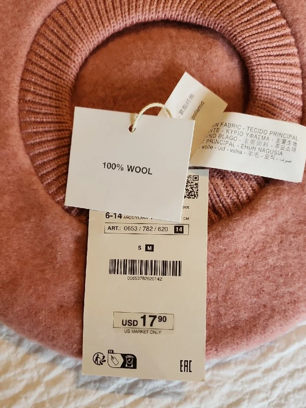 Girls ZARA Pink Wool Beret - Classic French Style